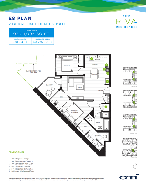 Floor plan for 2 beds, 2 baths, 872 sqft